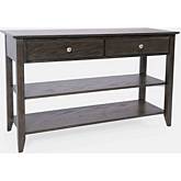 Modern Espresso Sofa Console Table in Grey Brown Wood